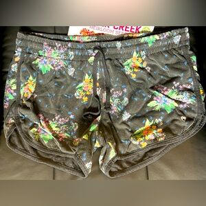 Black floral shorts